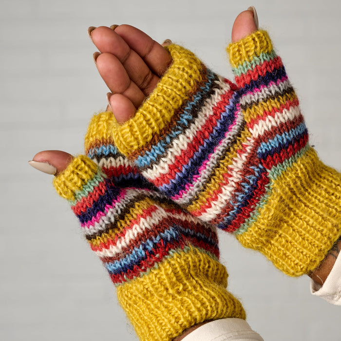 Golden Striped Wrist Warmers 1