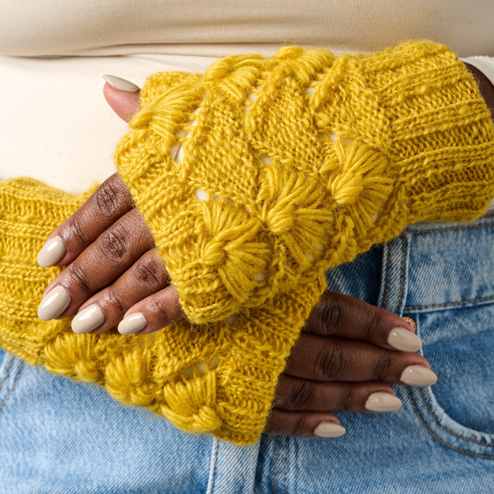 Golden Light Knit Wrist Warmers 2