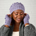 Purple Flowers Cable Knit Hat thumbnail 4