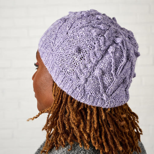 Purple Flowers Cable Knit Hat