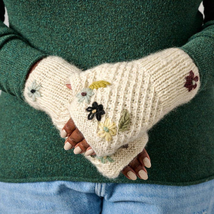 Blissful Flowers Embroidered Wrist Warmers 2