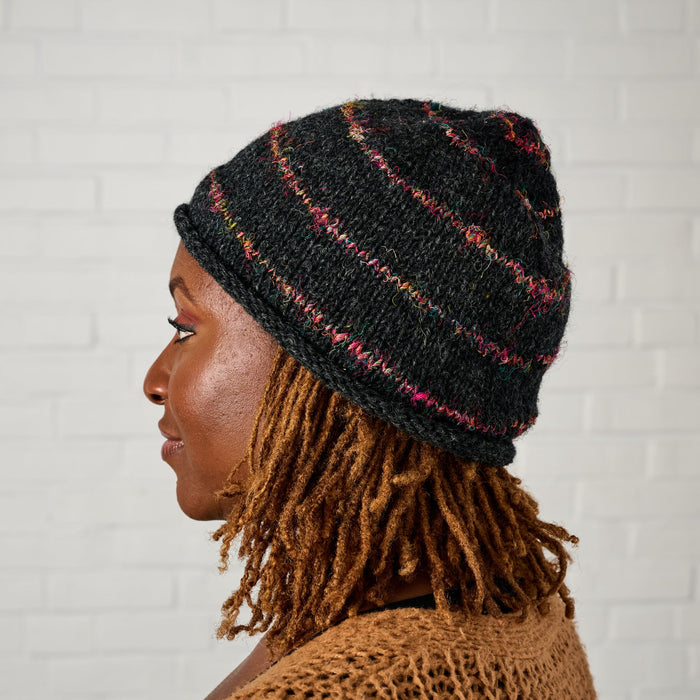 Striped Recycled Wool Knit Hat 2