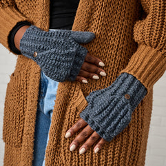 Winter Sky Ribbed Wool Convertible Mittens