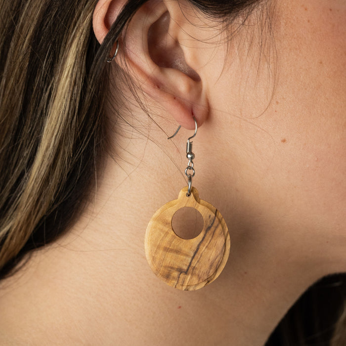 Sadaf Olive Wood Round Earrings 2