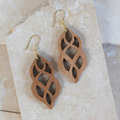 Keltik Knot Filigree Handcarved Wood Drop Earrings