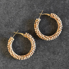 Kuteer Wood Bead Hoop Earrings