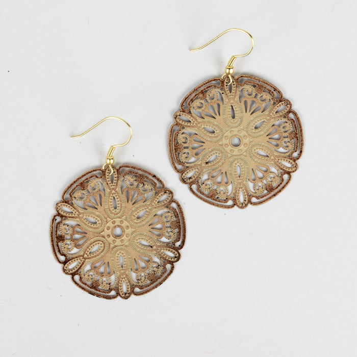 Parvati Brass Sand Dollar Earrings 4