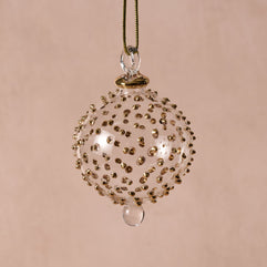 Lill Glass Ball Ornament - Gold Dots - Ten Thousand Villages