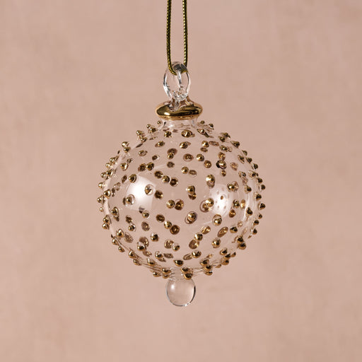 Lill Glass Ball Ornament - Gold Dots