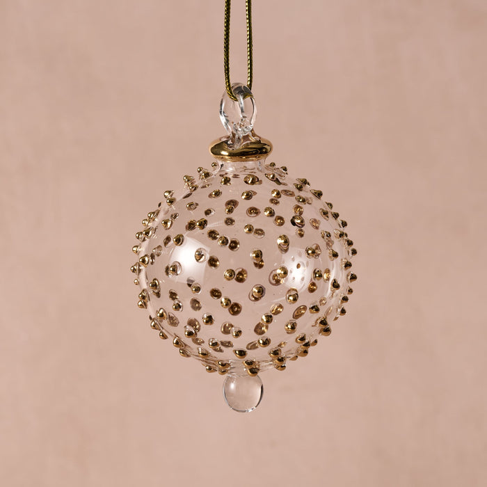 Lill Glass Ball Ornament - Gold Dots 1