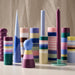 Obor Blue Large Stripe Palm Wax Pillar Candle thumbnail 3