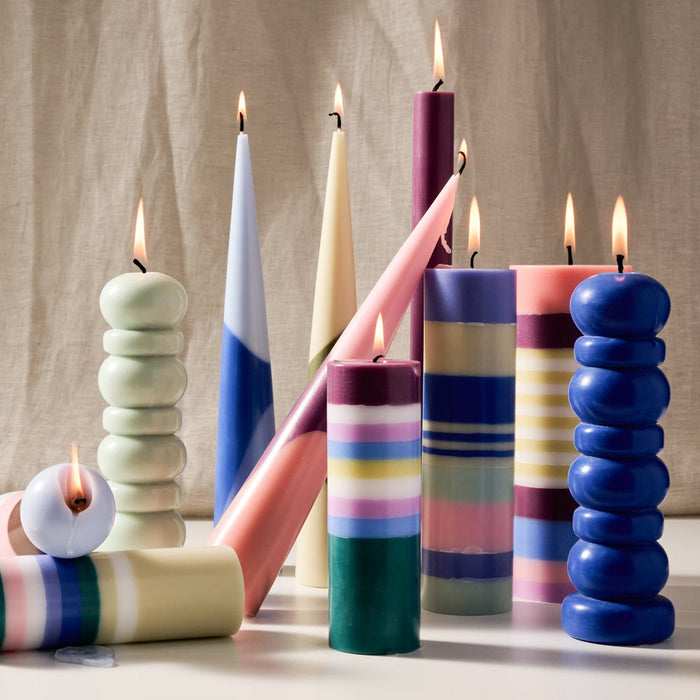 Dalan Berry Medium Stripe Palm Wax Pillar Candle 2