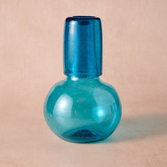 Bahr Blue Handblown Glass Carafe and Cup Set