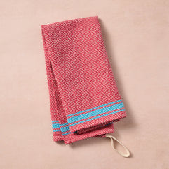 Matbakh Cotton Tea Towel - Red with Aqua