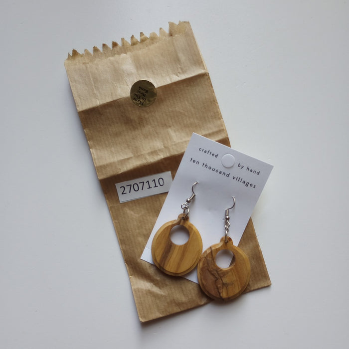 Sadaf Olive Wood Round Earrings 4