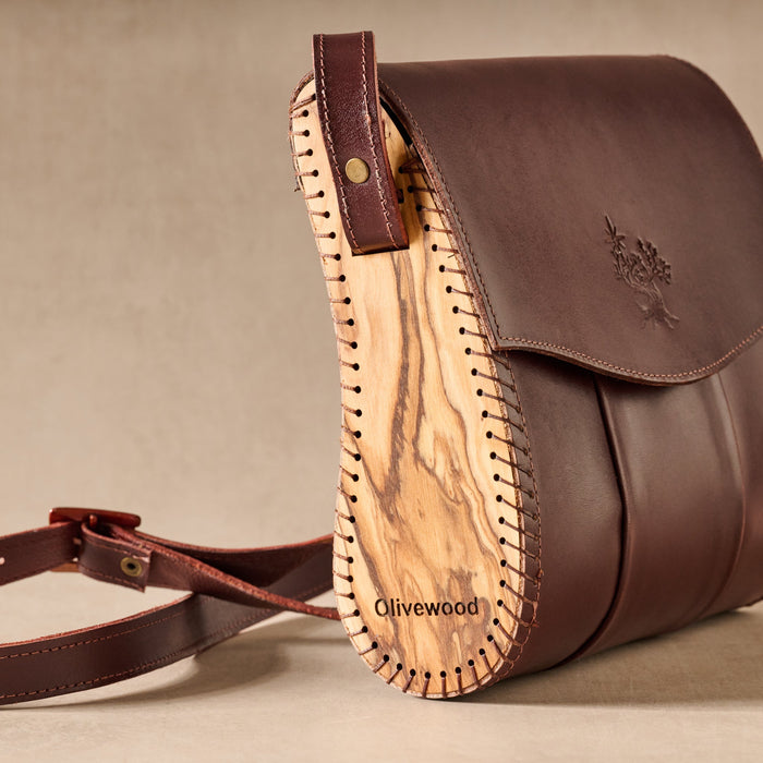 Kala Leather & Olive Wood Crossbody Bag 4