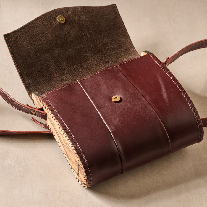 Kala Leather & Olive Wood Crossbody Bag 5