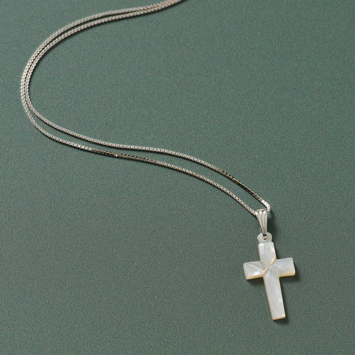 Mother of Pearl Cross Pendant Necklace 1