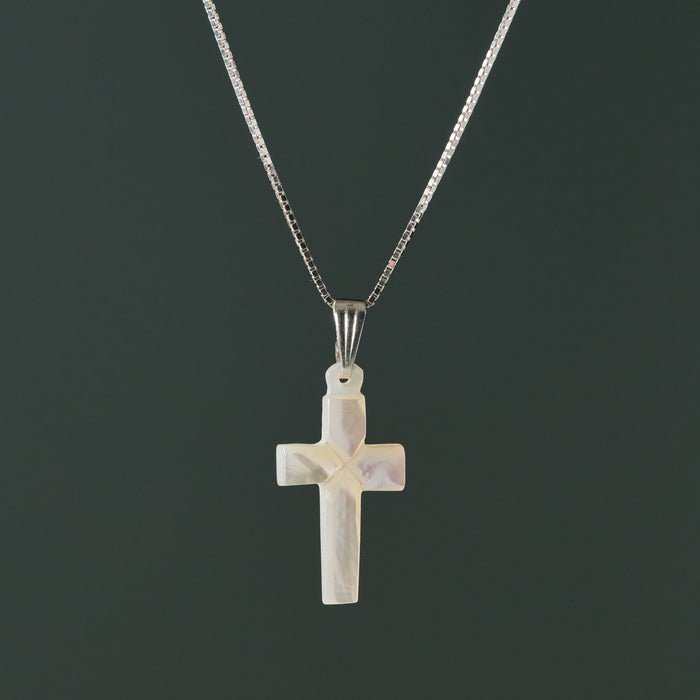 Mother of Pearl Cross Pendant Necklace 2