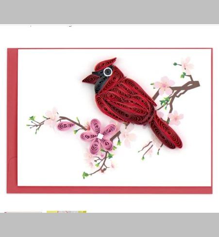 Quilled Cardinal Gift Enclosure Mini Card