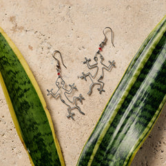 Mjusi Recycled Wire Gecko Dangle Earrings
