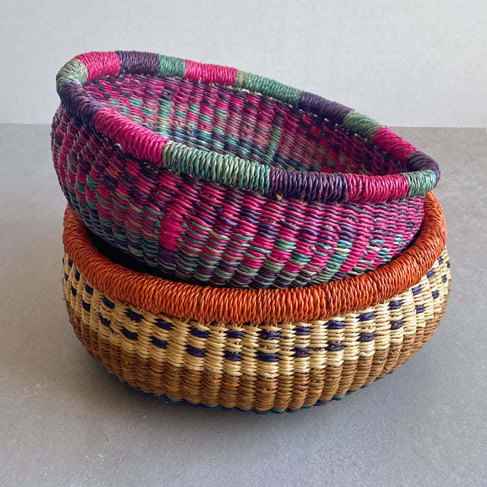 Round Bolga Basket - Assorted Colors 1