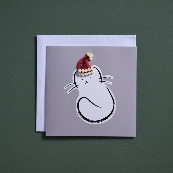 Santa Cat Paws Quilled Card 1