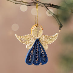 Diu Quilled Angel Ornament - Blue