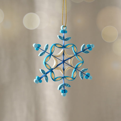 Khoe Quilled Blue Snowflake Ornament