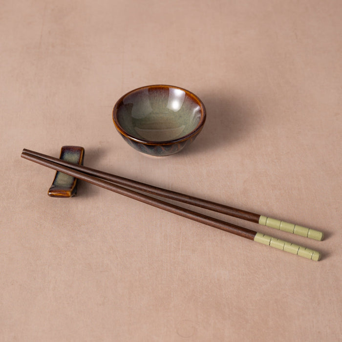 Mekong Chopsticks, Stand + Dipping Bowl Set 1