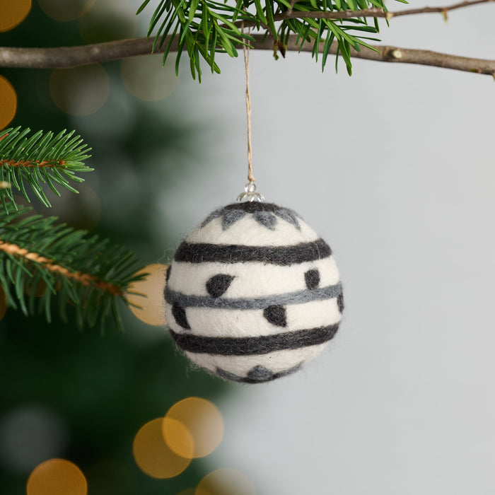 Striped Felt Ball Ornament 1