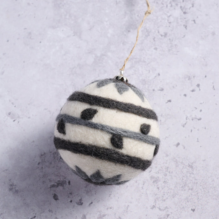 Striped Felt Ball Ornament 3