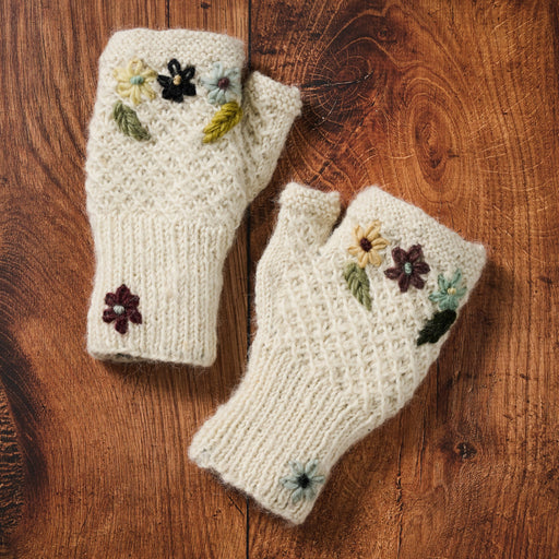 Blissful Flowers Embroidered Wrist Warmers