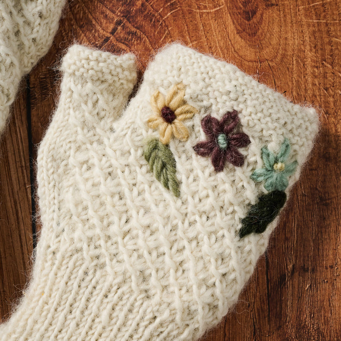 Blissful Flowers Embroidered Wrist Warmers 3