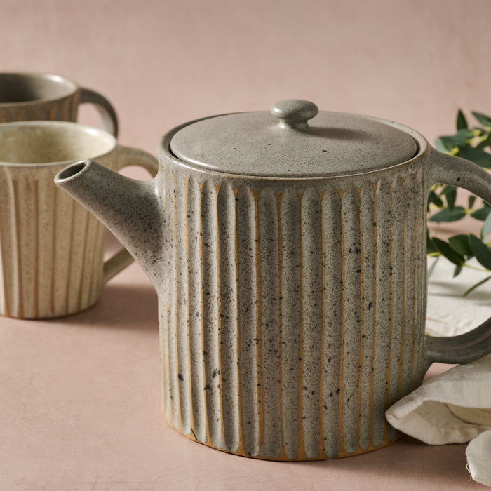Sundara Fluted Ceramic Teapot 1