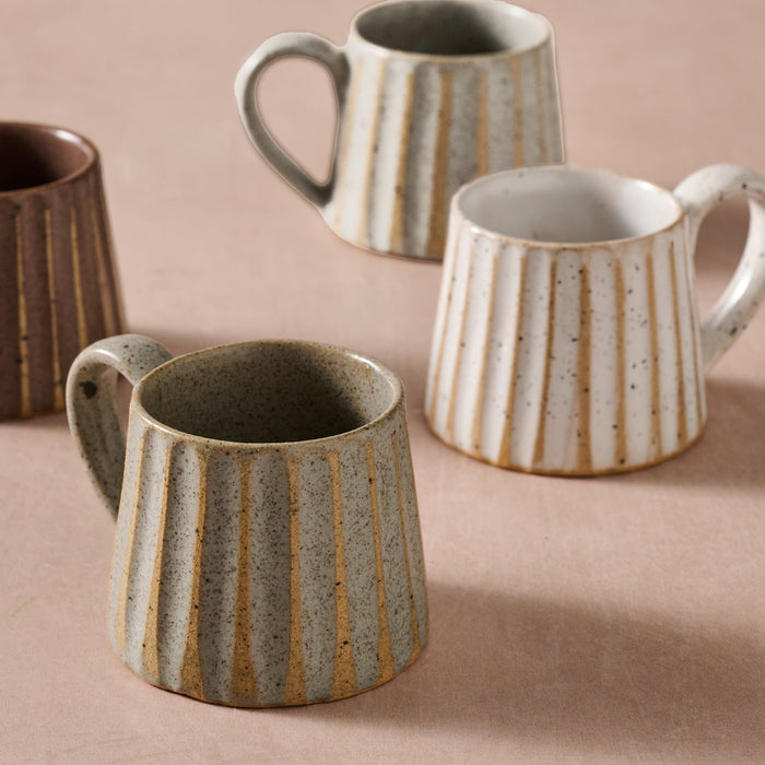 Sundara Conical Fluted Ceramic Espresso Mugs - Set of 4 4