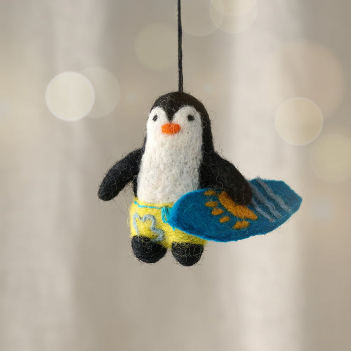 Parsi Surfing Penguin Ornament 1