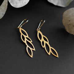 Pataharu Golden Leaves Drop Earrings