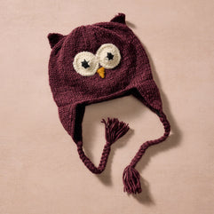 Bina Eggplant Owl Beanie - Kids