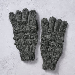 Gray Knobby Wool Gloves