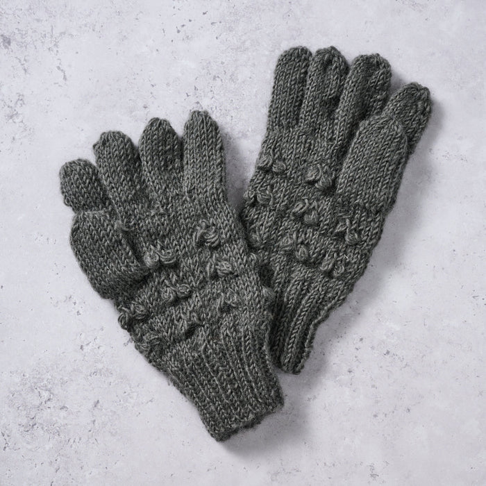 Gray Knobby Wool Gloves 3