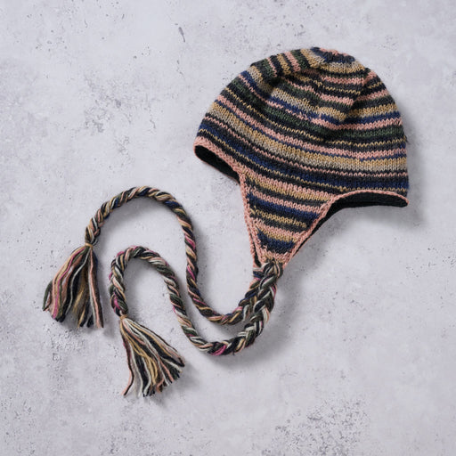 Colorful Stripes Wool Hat - Braid Ties