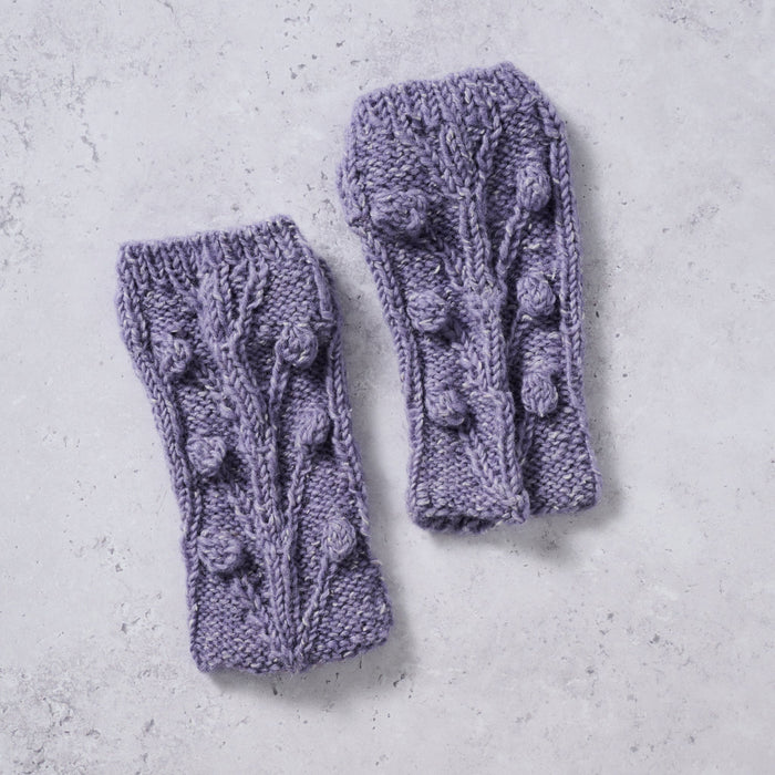 Purple Cable Knit Wrist Warmers 2