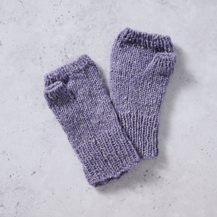 Purple Cable Knit Wrist Warmers 4