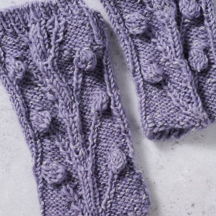 Purple Cable Knit Wrist Warmers 3