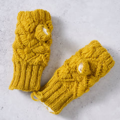 Golden Light Knit Wrist Warmers