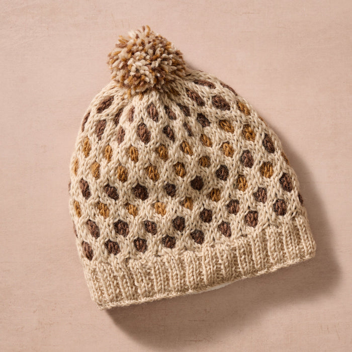 Nabina Waffle Weave Pom Beanie 1