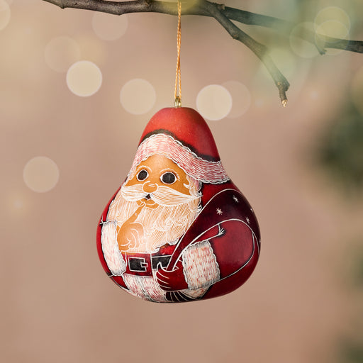 Santa Gourd Ornament