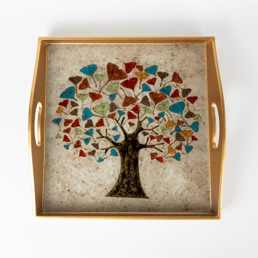 Ginkgo Tree Reverse Painted Tray