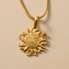 Calida Gold Plate Sun Pendant Necklace - Ten Thousand Villages
